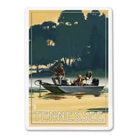 Tennessee, ribolovci u brodu, lampionska preša, premium igraće karte, kartonski paluba s jokerima, USA