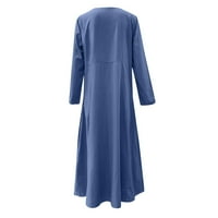 Žene haljine planina haljina za žene modna casual čvrsta pamučna haljina dugih rukava sa džepom slobodne