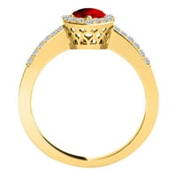 Aonejewelry 1. ct. TTW dijamantski i kruški u obliku graneta prstena u 10k žutom zlatu