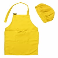 Dječji dječaci Djevojke Podesive pregače i šešir kuhara za kuhanje pečenje boje žuto l