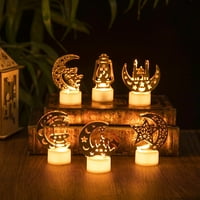 Fongwan Ramadan svjetla ukrasi, Eid Mubarak LED svjetla svijeća male noćne svjetlorne tablice ukrasi-a