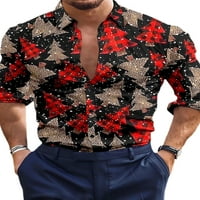 Niuer Muns Xmas bluza dugih rukava na dugim rukavima plairane božićne košulje Redovna fit tunika majica