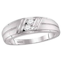 10kt bijelo zlato Muške okrugle dijamant 2-kamena obljetni vjenčani prsten CTTW