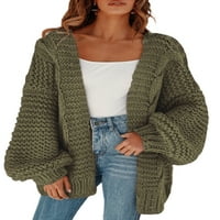 Ženska jesenska i zimska modna modna boja debela pletena džemper od duksera