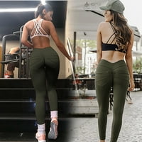 Ženske hlače Skinny Solid Color Fitness Sportski rastezanje visokog seksi joga hlača sa džepovima