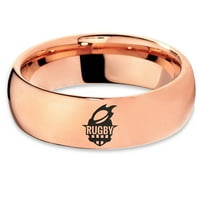 Tungsten Rugby Crest band prsten za muškarce Žene Comfort Fit 18K Rose Gold Dome Polirano