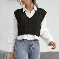 LowRofile džemperi za žene bez rukava Ležerne prilike, preferirani stil pletiva spremnik V-izrez Vintage