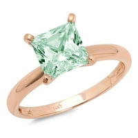 0. CT Sjajna princeza Clear Simulirani dijamant 18k Rose Gold Solitaire prsten SZ 8,75