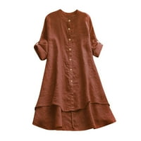 Prevelike majice za žene Ležerne prilike labave posteljine Soild Dugme dugačak bluza Ljetni vrhovi za