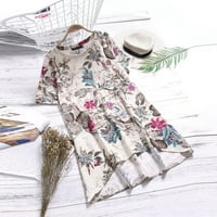 Haljine za žene Ženske o-vrat Ležerne prilike cvjetno tiskane kratke rukave nepravilnost vintage haljina