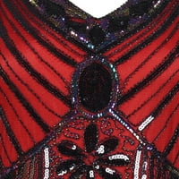 Huaai Womens haljine srednje dužine žene V-izrez kratki rukav vintage tassels haljina za lampice midi