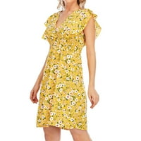 Ljetne haljine za žene Dame Novo ljeto Ležerno Ležerno Ležerne prilike V-izrez Cvjetno printu rukava