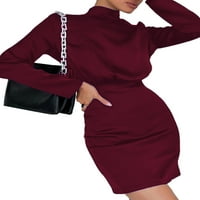Paille dame Bodycon haljine od pune boje mini haljina običnog seksi bezbednog formalnog vina crvena