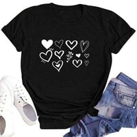 Haxmnou Ženska moda Valentinovo kratki rukav kratki rukav Crt Top Tee košulja Bluza Crna S