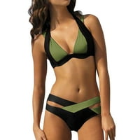 Roliyen Womens kupaći kupaći kostimi Bikini Ženska dva kukičana čipka visoki struk V izrez Bikini set