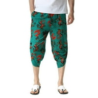 Muške hlače proljeće ljeto pamučne pantalone za posteljinu etničko stil otisnuta crtež casual workout