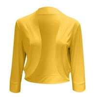Pxiakgy dame moda casual solid boja tri četvrtina rukava s rukavima Cardigan kratki mali kaput žuti