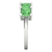 2. CT sjajna princeza simulirana zelena dijamant 14k bijeli zlatni večni bend sz 10.75