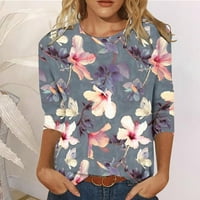 Meichang prevelizirani usjevi za žene Trendy Ležerne perje Print majice rukav labavi fit bluze Crewneck