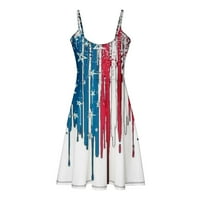 Ženska haljina za špagete 4. jula Haljine za žene, ljetna casual haljina na plaži Američka zastava Print
