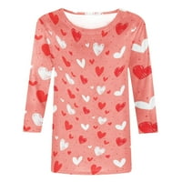 Valentinene majice za žene Ženska trendi ispisana labava majica Srednja rukava rukava za bluzu okruglog