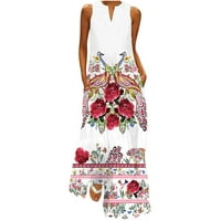 Ernkv ženska haljina duga maxi haljina s cvjetnim tiskanim rukavima bez rukava Elegantna plaža Retro