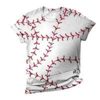 MLQIDK košulje za žene Trendy Vintage Pismo Ispiši bejzbol mama TEE kratki rukav košulju za bejzbol