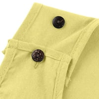 Ženske haljine ispisane midi haljina, a-line bez rukava modni izrez ljetna haljina žuta 2xl