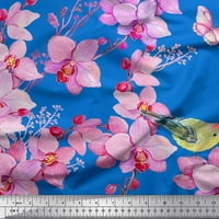 Soimoi Japan Crepe Satin tkanina ptica i orhideje cvijet od tiskanog tkanine širom