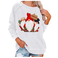 Žene Božićni pulover Tunike, Bluze za žene Modni rukavi Xmas Vinski stakleni šešir Dizajn duksera Elegantna