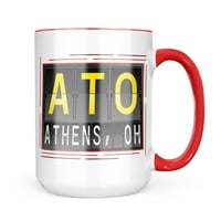 Neonblond Ato Airport Code za Atinu, OH krig poklon za ljubitelje čaja za kavu