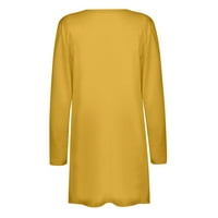 Lydiaunistar Time i TRU zimski kaputi za žene duge žene Ženske boje dugih rukava Bluza Ležerne prilike bluza sa džepom kardigan žuti