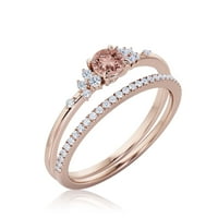 Minimalistički 1. karatni ručni rez morgatit i dijamantni moissanite zaručni prsten, vjenčani prsten