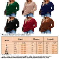 Hait Ladies V izrez elastične manžete na ležernim rukavima tunične bluze za bluze Twewer Solid Color