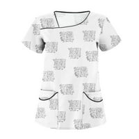 Ženski bluze V-izrez ravna odjeća za bluze Grafički printira žene kratki rukav ljetni vrhovi bijeli