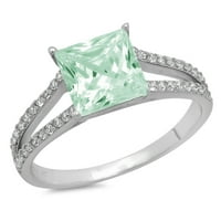 2. CT sjajna princeza simulirani zeleni dijamant 14k bijeli zlatni pasijans sa Accenting prstenom SZ 4.75
