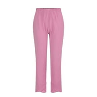 Teretne hlače Žene Ležerne prilike sa visokim strukom Pamučna labava dugačka ravna ružičasta xxxxxxl
