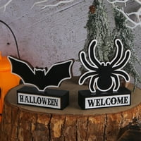 Waroomhouse Halloween Spider Bat Drveni ukras sablasno za višekratnu upotrebu - Ghost Festival Decost