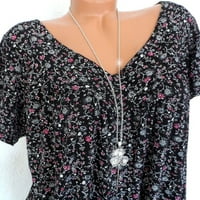 Tking Fashion Womens Ljeto plus veličina kratkih rukava V izrez cvjetni print The Casual Labavi bluza