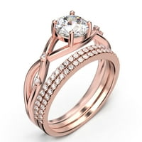 Spektakularni i dekorativni prstenovi Boho & Hipie 2. CARAT okrugli rez dijamantski moissan zaručni prsten, vjenčani prsten, dva podudarna traka u 10K čvrstih ruža zlata, obećavajući prsten, lijep poklon
