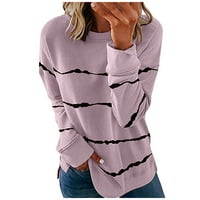 Ženska ležerna kontrastna boja dugih rukava Top pulover zveznicu vruće ružičaste m