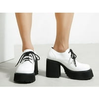 Žene Oxfords čipkaste haljine obuće cipele cipele kožne cipele Ženske modne natikače dame Chunky White 5.5
