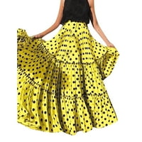 Ženska modna struka polka dot otisnuta suknja Labava ruffled nagnuta suknja Yellow XL