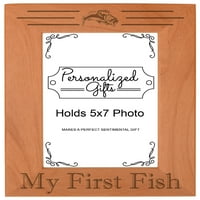 Thisward ribe slikovni okvir Moj prvi ribe foto okvir za ribolov pokloni drveni gravirani portretni