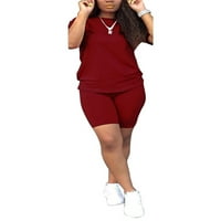 Košulje za žene Colisha Sportske košulje kratke hlače Outfit Yoga Work TrackSit vino crveno 3xl
