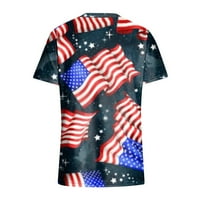 Yubatuo Dan nezavisnosti Žene vrhovi modni casual labav ispis kratki rukav V izrez T-majica Top