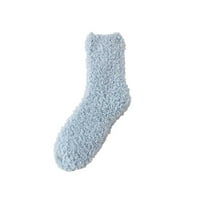 Dadaria Cosy Socks Winter Women Coral Fleece Socks Srednja cijev Spavanje kući Solidano Čajnica Plava,