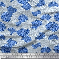 SOIMOI Blue Poliester Crepe tkanina Chrysanthemum cvjetni dekor tkanina tiskano dvorište široko