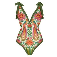 Lastsoso kupaći kostim za žene Boemska cvjetna tiskana V-izrez čipka u monokinisu bikini duga suknja