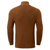 Kali_store muškarci muški pulover s dugim rukavima point pleteni džemper Brown, L